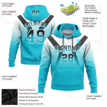 Custom Stitched White Black-Lakes Blue Fade Fashion Arrow Sports Pullover Sweatshirt Hoodie