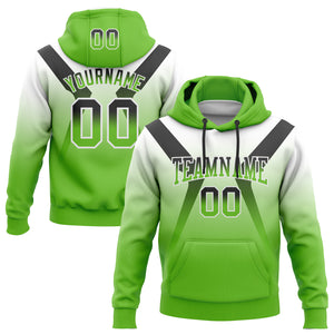 Custom Stitched White Black-Aurora Green Fade Fashion Arrow Sports Pullover Sweatshirt Hoodie