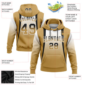 Custom Stitched White Black-Old Gold Fade Fashion Line Sports Pullover Sweatshirt Hoodie