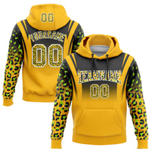 Загрузить изображение в средство просмотра галереи, Custom Stitched Black Gold-Neon Green Fade Fashion Leopard Print Sports Pullover Sweatshirt Hoodie
