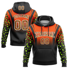 Load image into Gallery viewer, Custom Stitched Orange Black-White Fade Fashion Leopard Print Sports Pullover Sweatshirt Hoodie
