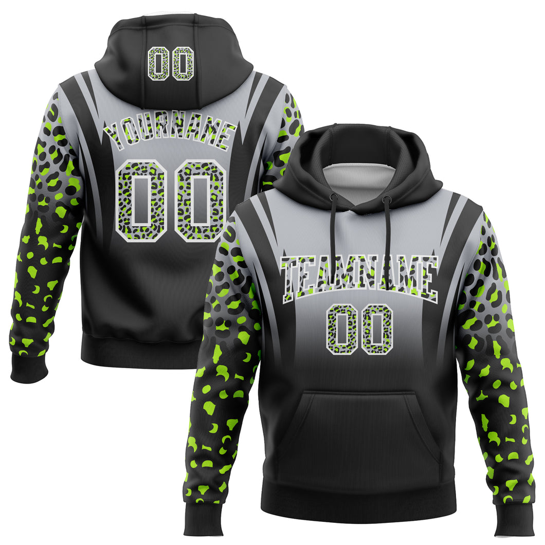 Custom Stitched Gray Black-White Fade Fashion Leopard Print Sports Pullover Sweatshirt Hoodie