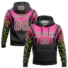 Laden Sie das Bild in den Galerie-Viewer, Custom Stitched Pink Black-White Fade Fashion Leopard Print Sports Pullover Sweatshirt Hoodie
