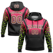 Laden Sie das Bild in den Galerie-Viewer, Custom Stitched Neon Pink Black-White Fade Fashion Leopard Print Sports Pullover Sweatshirt Hoodie
