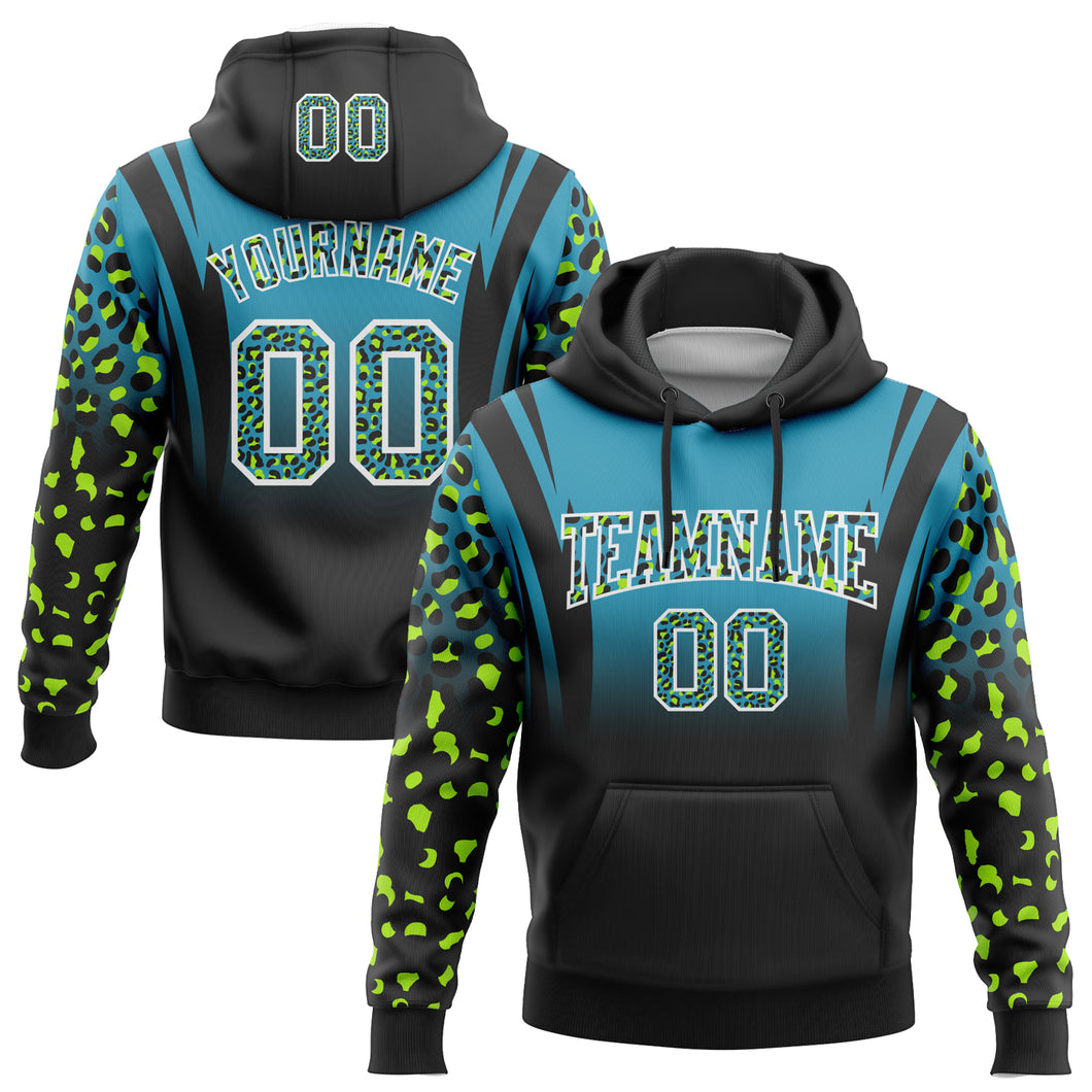 Custom Stitched Panther Blue Black-White Fade Fashion Leopard Print Sports Pullover Sweatshirt Hoodie