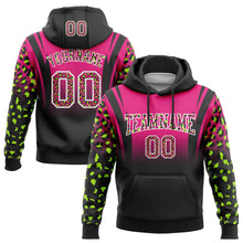 Laden Sie das Bild in den Galerie-Viewer, Custom Stitched Hot Pink Black-White Fade Fashion Leopard Print Sports Pullover Sweatshirt Hoodie
