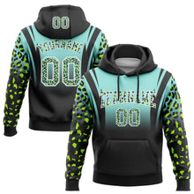 Load image into Gallery viewer, Custom Stitched Ice Blue Black-White Fade Fashion Leopard Print Sports Pullover Sweatshirt Hoodie
