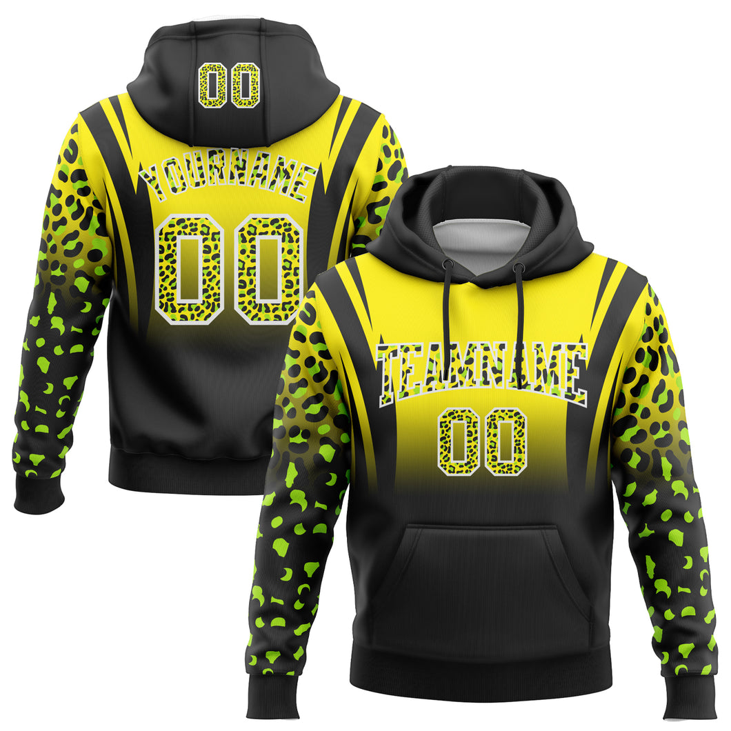 Custom Stitched Light Yellow Black-White Fade Fashion Leopard Print Sports Pullover Sweatshirt Hoodie