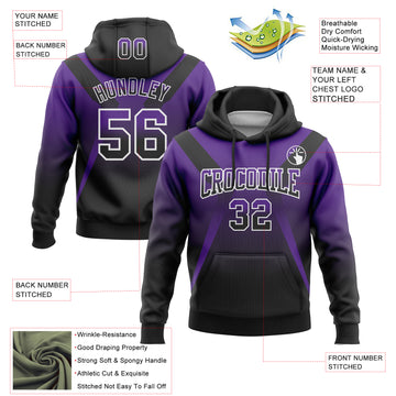 Custom Stitched Purple Black-White Fade Fashion Arrow Sports Pullover Sweatshirt Hoodie