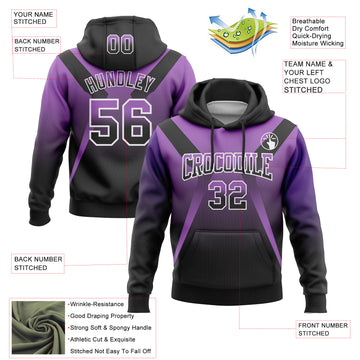 Custom Stitched Medium Purple Black-White Fade Fashion Arrow Sports Pullover Sweatshirt Hoodie