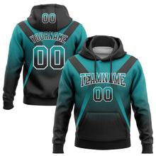 Load image into Gallery viewer, Custom Stitched Teal Black-White Fade Fashion Arrow Sports Pullover Sweatshirt Hoodie
