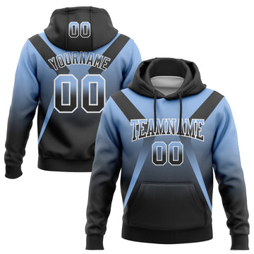 Custom Stitched Light Blue Black-White Fade Fashion Arrow Sports Pullover Sweatshirt Hoodie