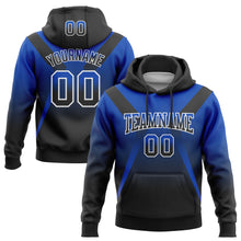 Load image into Gallery viewer, Custom Stitched Thunder Blue Black-White Fade Fashion Arrow Sports Pullover Sweatshirt Hoodie
