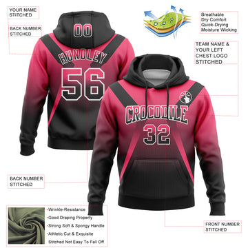 Custom Stitched Neon Pink Black-White Fade Fashion Arrow Sports Pullover Sweatshirt Hoodie