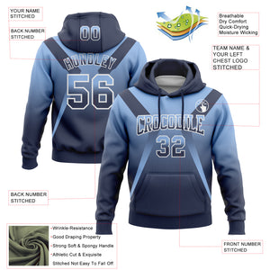 Custom Stitched Light Blue Navy-White Fade Fashion Arrow Sports Pullover Sweatshirt Hoodie