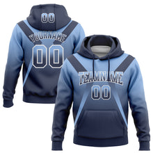 Load image into Gallery viewer, Custom Stitched Light Blue Navy-White Fade Fashion Arrow Sports Pullover Sweatshirt Hoodie
