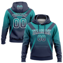 Load image into Gallery viewer, Custom Stitched Teal Navy-White Fade Fashion Arrow Sports Pullover Sweatshirt Hoodie
