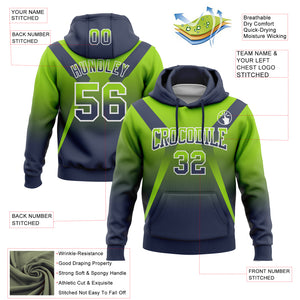 Custom Stitched Neon Green Navy-White Fade Fashion Arrow Sports Pullover Sweatshirt Hoodie