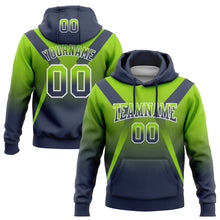 Загрузить изображение в средство просмотра галереи, Custom Stitched Neon Green Navy-White Fade Fashion Arrow Sports Pullover Sweatshirt Hoodie
