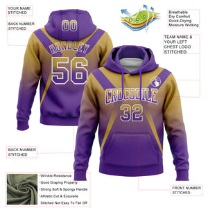 Custom Stitched Old Gold Purple-White Fade Fashion Arrow Sports Pullover Sweatshirt Hoodie