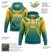 Load image into Gallery viewer, Custom Stitched Yellow Teal-White Fade Fashion Arrow Sports Pullover Sweatshirt Hoodie
