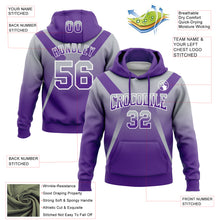 Charger l&#39;image dans la galerie, Custom Stitched Gray Purple-White Fade Fashion Arrow Sports Pullover Sweatshirt Hoodie
