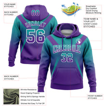 Charger l&#39;image dans la galerie, Custom Stitched Teal Purple-White Fade Fashion Arrow Sports Pullover Sweatshirt Hoodie
