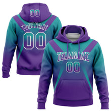 Charger l&#39;image dans la galerie, Custom Stitched Teal Purple-White Fade Fashion Arrow Sports Pullover Sweatshirt Hoodie
