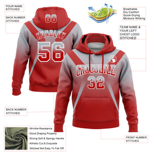 Custom Stitched Gray Red-White Fade Fashion Arrow Sports Pullover Sweatshirt Hoodie