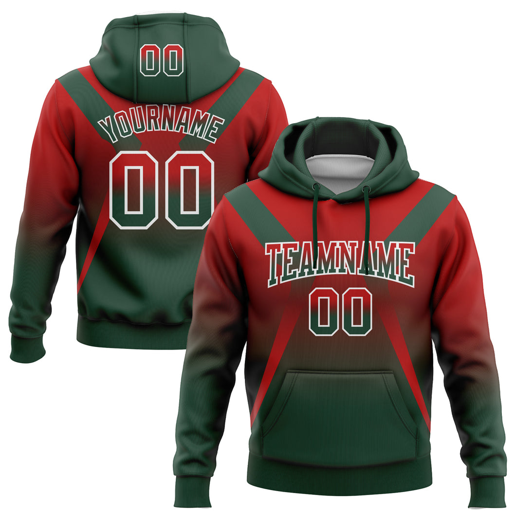 Custom Stitched Red Green-White Fade Fashion Arrow Sports Pullover Sweatshirt Hoodie