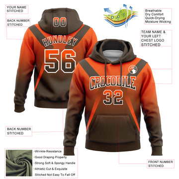 Custom Stitched Orange Brown-White Fade Fashion Arrow Sports Pullover Sweatshirt Hoodie