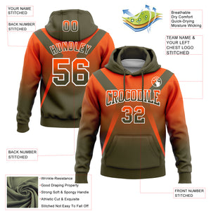 Custom Stitched Orange Olive-White Fade Fashion Arrow Sports Pullover Sweatshirt Hoodie