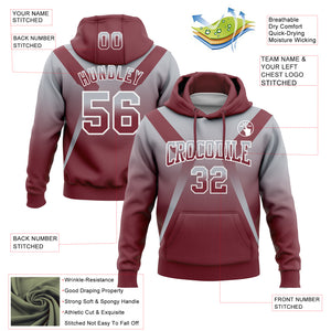 Custom Stitched Gray Burgundy-White Fade Fashion Arrow Sports Pullover Sweatshirt Hoodie