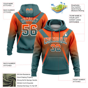 Custom Stitched Orange Midnight Green-White Fade Fashion Arrow Sports Pullover Sweatshirt Hoodie