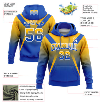 Custom Stitched Gold Thunder Blue-White Fade Fashion Arrow Sports Pullover Sweatshirt Hoodie