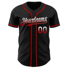 Load image into Gallery viewer, Custom Black White-Red Authentic Fade Fashion Baseball Jersey
