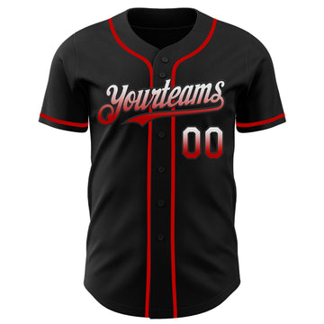 Custom Black White-Red Authentic Fade Fashion Baseball Jersey