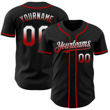 Load image into Gallery viewer, Custom Black White-Red Authentic Fade Fashion Baseball Jersey
