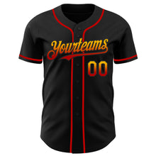 Load image into Gallery viewer, Custom Black Gold-Red Authentic Fade Fashion Baseball Jersey
