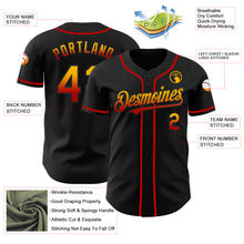 Load image into Gallery viewer, Custom Black Gold-Red Authentic Fade Fashion Baseball Jersey
