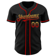 Load image into Gallery viewer, Custom Black Old Gold-Red Authentic Fade Fashion Baseball Jersey
