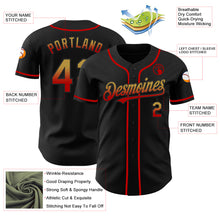 Load image into Gallery viewer, Custom Black Old Gold-Red Authentic Fade Fashion Baseball Jersey
