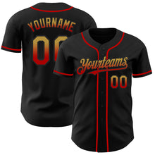 Load image into Gallery viewer, Custom Black Old Gold-Red Authentic Fade Fashion Baseball Jersey
