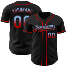 Load image into Gallery viewer, Custom Black Light Blue-Red Authentic Fade Fashion Baseball Jersey
