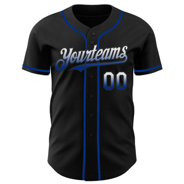 Custom Black White-Royal Authentic Fade Fashion Baseball Jersey