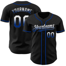 Load image into Gallery viewer, Custom Black White-Royal Authentic Fade Fashion Baseball Jersey
