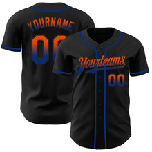 Load image into Gallery viewer, Custom Black Orange-Royal Authentic Fade Fashion Baseball Jersey
