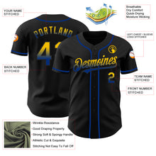 Load image into Gallery viewer, Custom Black Yellow-Royal Authentic Fade Fashion Baseball Jersey
