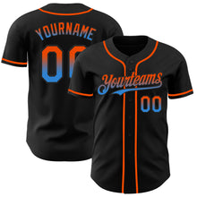 Load image into Gallery viewer, Custom Black Orange-Electric Blue Authentic Fade Fashion Baseball Jersey
