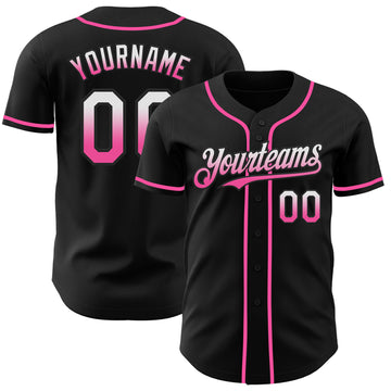 Custom Black White-Pink Authentic Fade Fashion Baseball Jersey